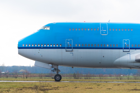 ENSCHEDE, NETHERLANDS - FEBRUARY 3, 2018: Commercial passenger airplane to be dismantled on a former military airfieldのeditorial素材