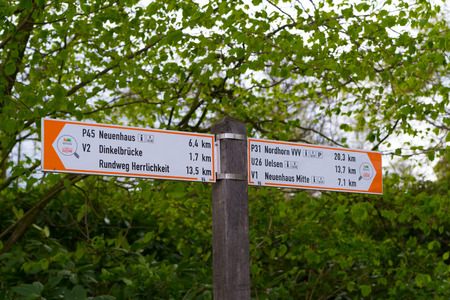 bicycle signpost for tourists in germanyのeditorial素材