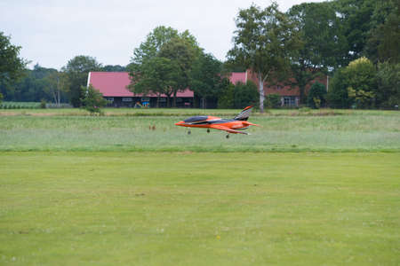NIJVERDAL, NETHERLANDS - JUNE 23, 2018: Rc plane demonstration with several types of remote...