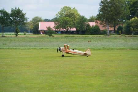 NIJVERDAL, NETHERLANDS - JUNE 23, 2018: Rc plane demonstration with several types of remote...