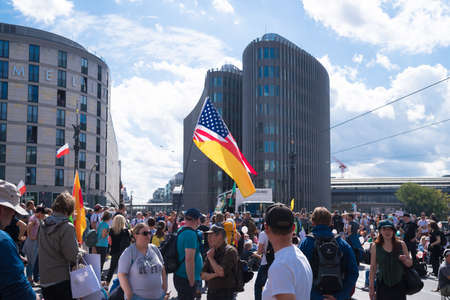 BERLIN, GERMANY - AUGUST 29, 2020: Hundreds of thousands of people demonstrating in the streets of Berlin against the covid-19 measuresのeditorial素材