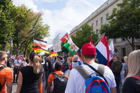 BERLIN, GERMANY - AUGUST 29, 2020: Hundreds of thousands of people demonstrating in the streets of Berlin against the covid-19 measuresのeditorial素材