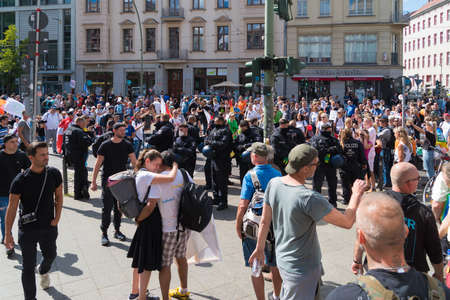 BERLIN, GERMANY - AUGUST 29, 2020: Hundreds of thousands of people demonstrating in the streets of...