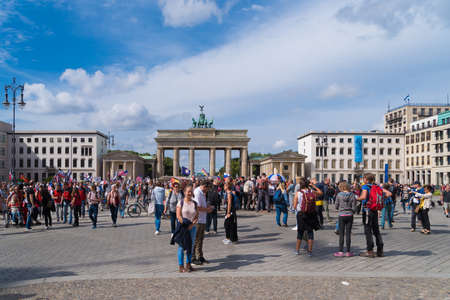 BERLIN, GERMANY - AUGUST 29, 2020: Hundreds of thousands of people demonstrating in the streets of Berlin against the covid-19 measuresのeditorial素材