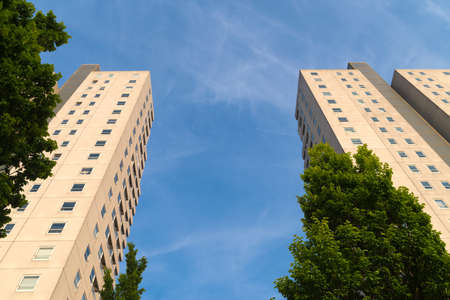 several large apartment blocks in Rotterdam, the Netherlands