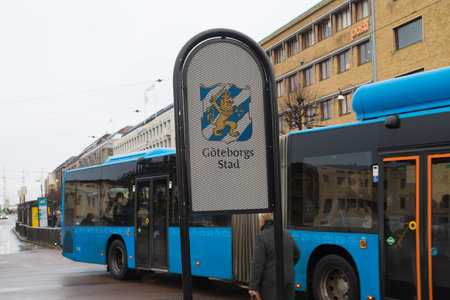 GOTEBORG, SWEDEN - DECEMBER 23, 2019: Sign with Goteborg on it in the center of the sweden's second largest cityのeditorial素材