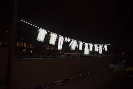AMSTERDAM - DECEMBER 14, 2019: Every year, artists from all over the world create light artworks especially for the event. The festival can be experienced by boat, by bike or on foot.のeditorial素材