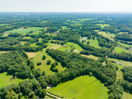 bird eye view from a typical agricultural landscape in the eastern part of the netherlandsの写真素材