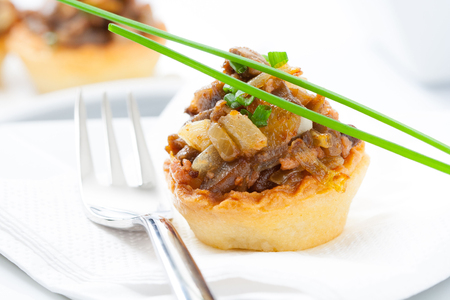 Appetizer on table with forkの写真素材