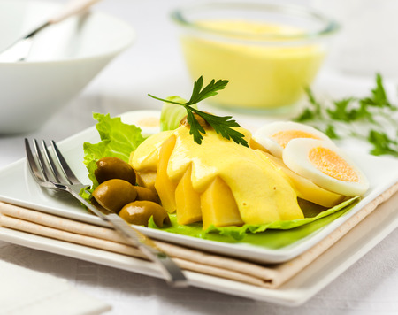 Papa a la huancaina. Peruvian cuisineの写真素材