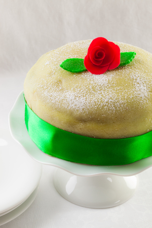 Swedish princess cake, marzipan birthday cake.の写真素材