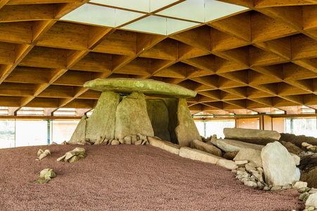 CABANA DE BERGANTINOS, GALICIA, SPAIN - MARCH 27: Dolmen de Dombate, a megalithic dolmen that dates from 3800 BC.のeditorial素材