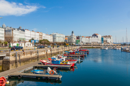 LA CORUNA, SPAIN -MARCH 26, 2012: Harbor of La Coruna, Galicia, Spain. The main port activities are fishing, coal, containers and oil.のeditorial素材