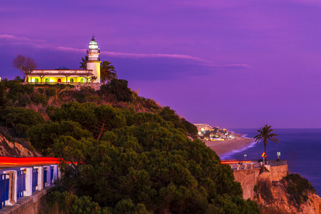 Calella lighthouse on the Maresme coast north of Barcelona.の写真素材
