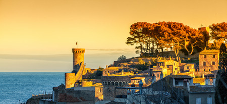 Ancient town of Tossa de Mar on the Costa Brava coast in Spain.の写真素材