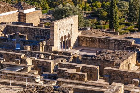 The ruins of Medina Azahara, a fortified Arab Muslim medieval palace-city near Cordoba, Spainの写真素材