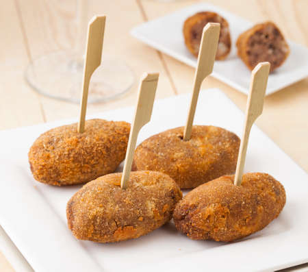 Delicious hot homemade croquettesの写真素材