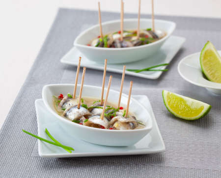 Tapas food: marinated anchoviesの写真素材