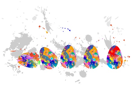 Easter eggs with colored ink の写真素材