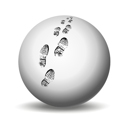 footprints on a white ballのイラスト素材