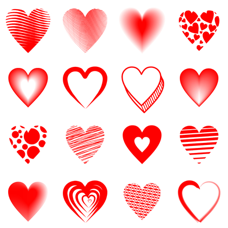 15 different red heartsの写真素材