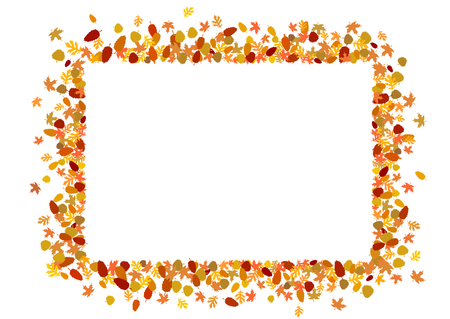 rectangular border made of autumnal leavesのイラスト素材