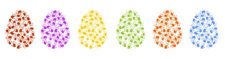 Colorful eggs made of handprintsのイラスト素材