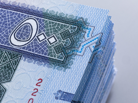 Saudi Riyal Banknotes of 500 extreem closeup detail