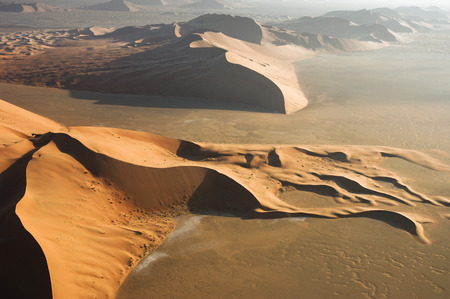 Aerial view of sand dunes at Rub Al Khali desertの写真素材