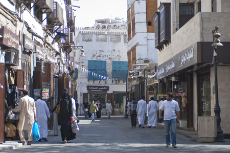 Old Jeddah (Balad) The old market in Jeddah. pre-Islam era, Saudi Arabia.のeditorial素材