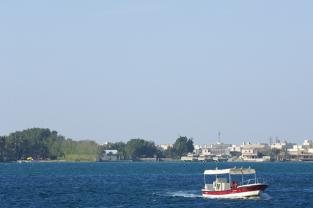 Motor Boat in The Red Sea on A Sunny Day in Jeddah, Saudi Arabiaのeditorial素材