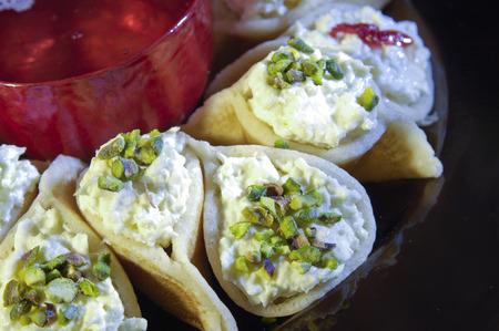 Asafeer, Arabic Sweets with Cream for Ramadan and Eidの写真素材