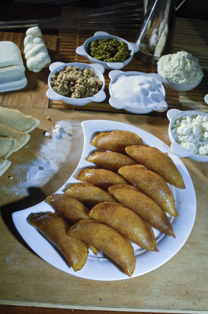 Qatayef or Katayef, Arabic Sweets with Nuts and Other Ingredients for Ramadan and Eidの写真素材