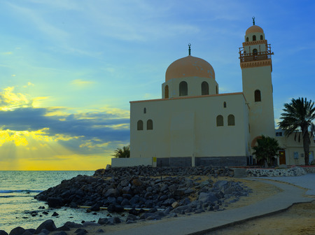 Al-Jazeera -The Island- Mosque On Rocks Inside The Red Sea In Jeddah, Saudi Arabiaの写真素材