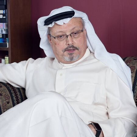 Portrait of - Washington Post's - Saudi journalist Jamal Khashoggi at his home in JEDDAH, SAUDI ARABIA - JAN 13, 2016のeditorial素材