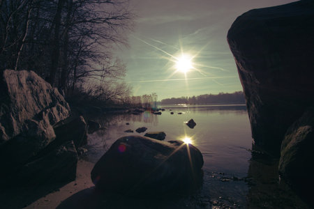 The Flemhuder See in a special lightの写真素材
