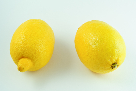 closeup view of lemons on white backgroundの写真素材