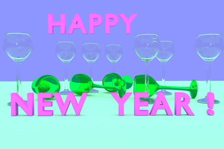 3D rendering of "Happy New Year" in colorful 3D Lettersの写真素材