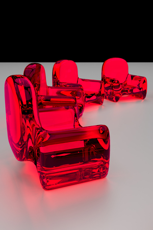 3D rendering of futuristic, transparent seating - Arranged on a light surfaceの写真素材