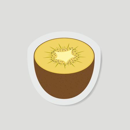 Kiwi Slice Vector, Paper Art Illustrationのイラスト素材