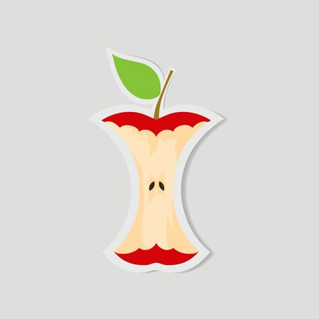 Apple Bite Vector, Paper Art Illustrationのイラスト素材