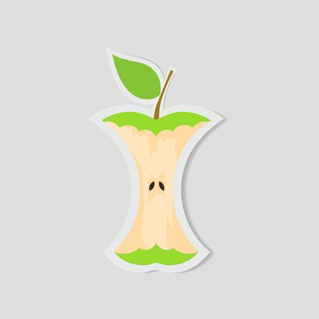 Green Apple Bite Vector, Paper Art Illustrationのイラスト素材