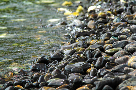 Many beautiful pebble on koh Hin Ngam Island near Kor Lipe Island, Andaman sea, Satun, Thailand with copy left space.の写真素材