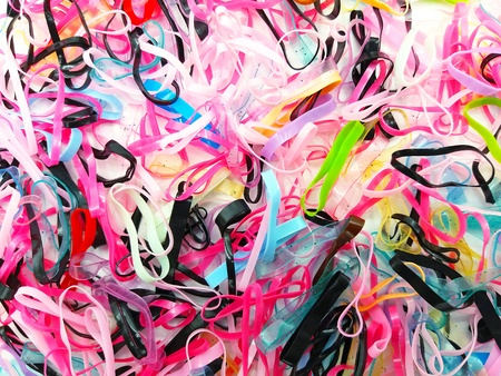 Close up many colorful and multicolor rubber bands - Beautiful and Beauty pattern conceptの写真素材