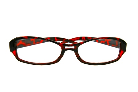 Red / Black vintage glasses isolated on white background - Accessory and object conceptの写真素材