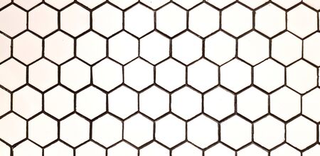 Seamless pattern of white and black hexagon wall for background - Line art wallpaper, Abstract and Shape conceptの写真素材
