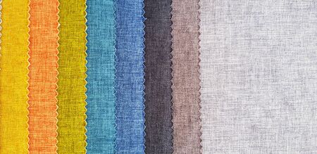 Colorful (White, Gray, Yellow, Orange, Green, Blue) texture of fabric or cotton pattern with right...