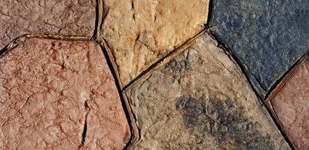 Colorful of tile, stone or rock wall for background. Group of object, Pattern wallpaper and Cracked...
