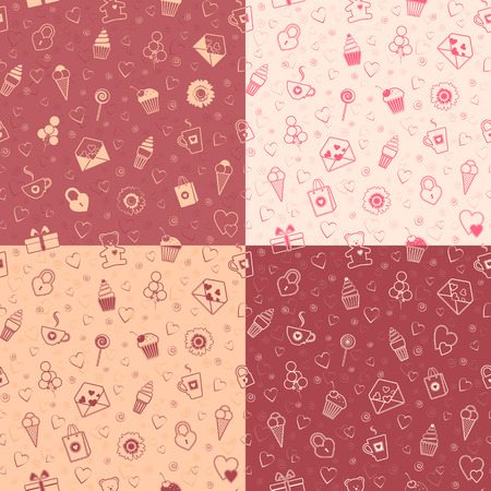 Seamless patterns of romantic itemsのイラスト素材