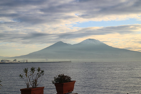 Mount Vesuvius viewed from the Gulf of Naples, Italy